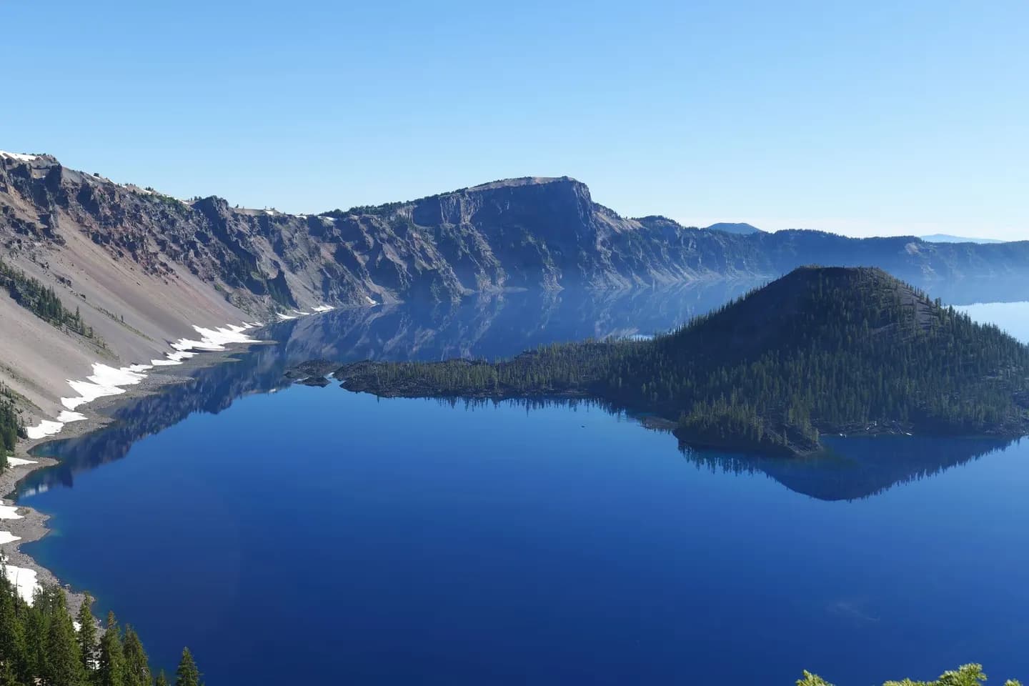 An aerial view of Crater Lake in southern Oregon