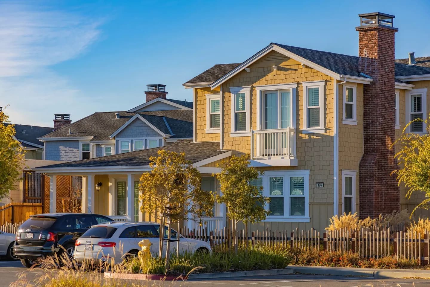 Two-story houses on a suburban street