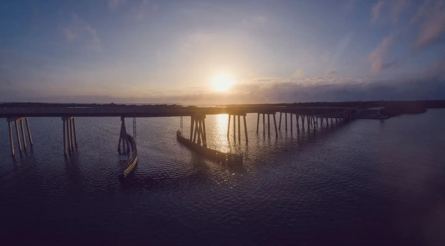 Sunset over the bridge at Fort Myers Beach, Florida