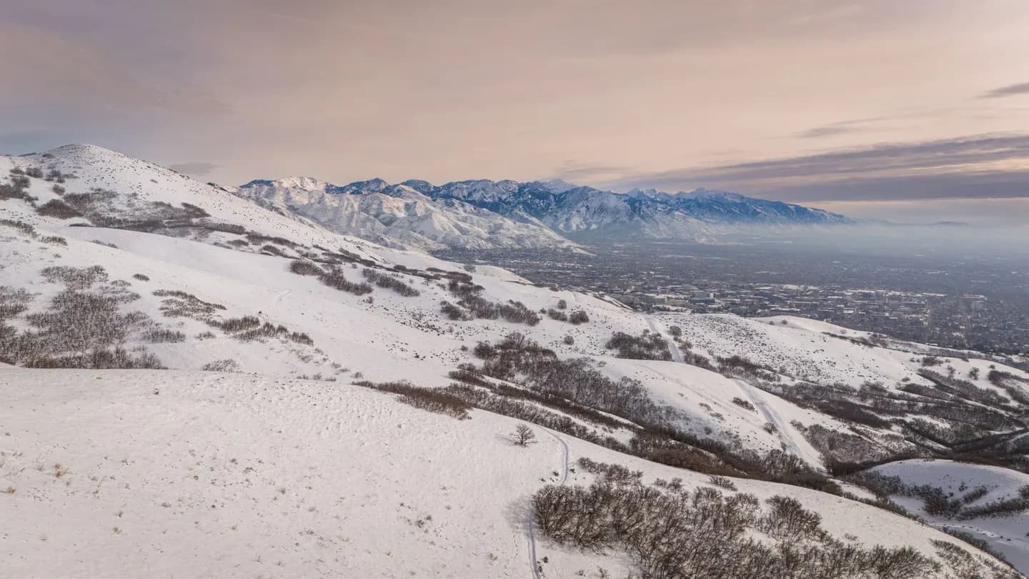 Snowy mountains above the Salt Lake Valley near Holladay, Utah