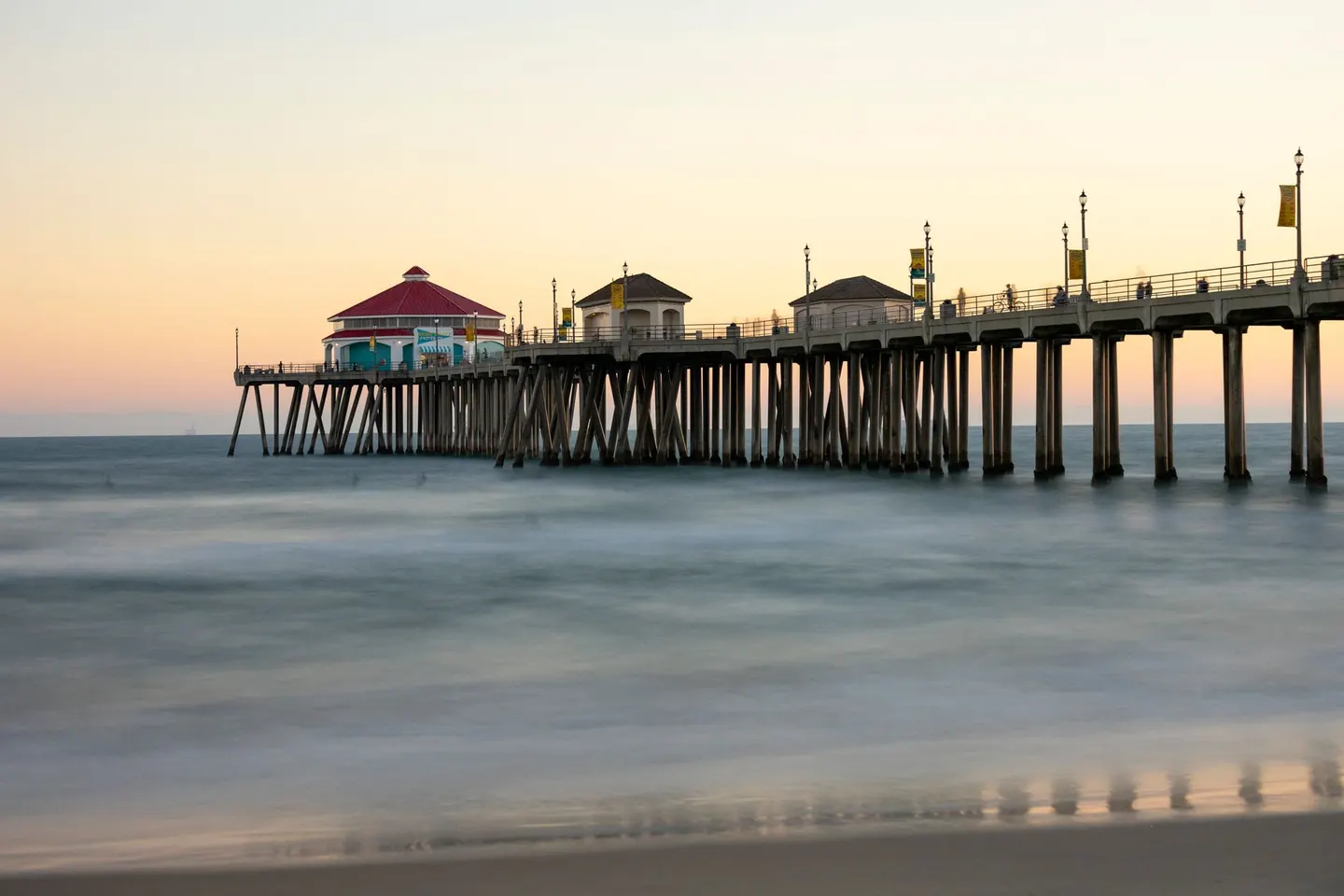 Huntington Beach Pier at sunset, Orange County