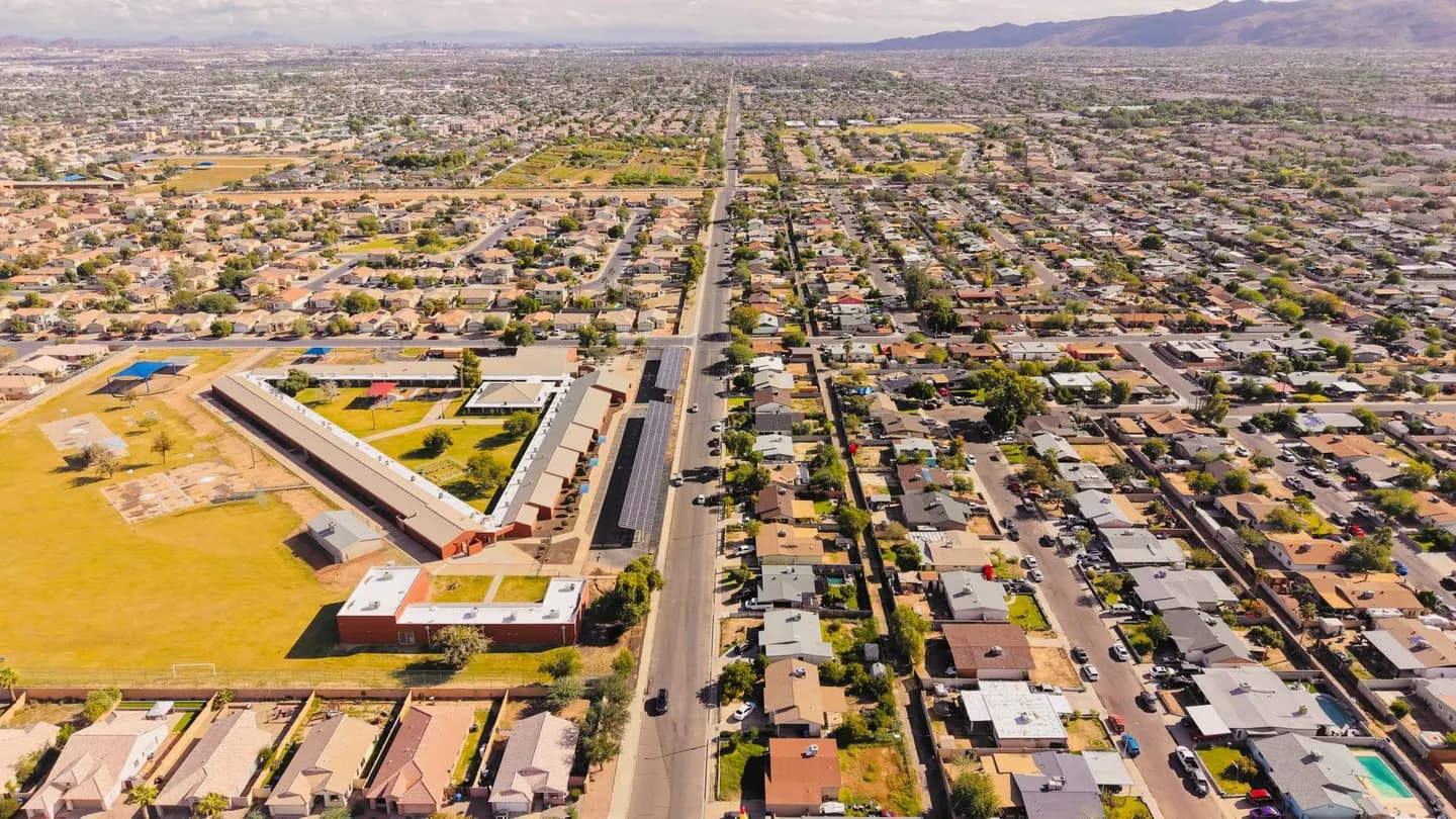 Aerial view of a residential area in Arizona
