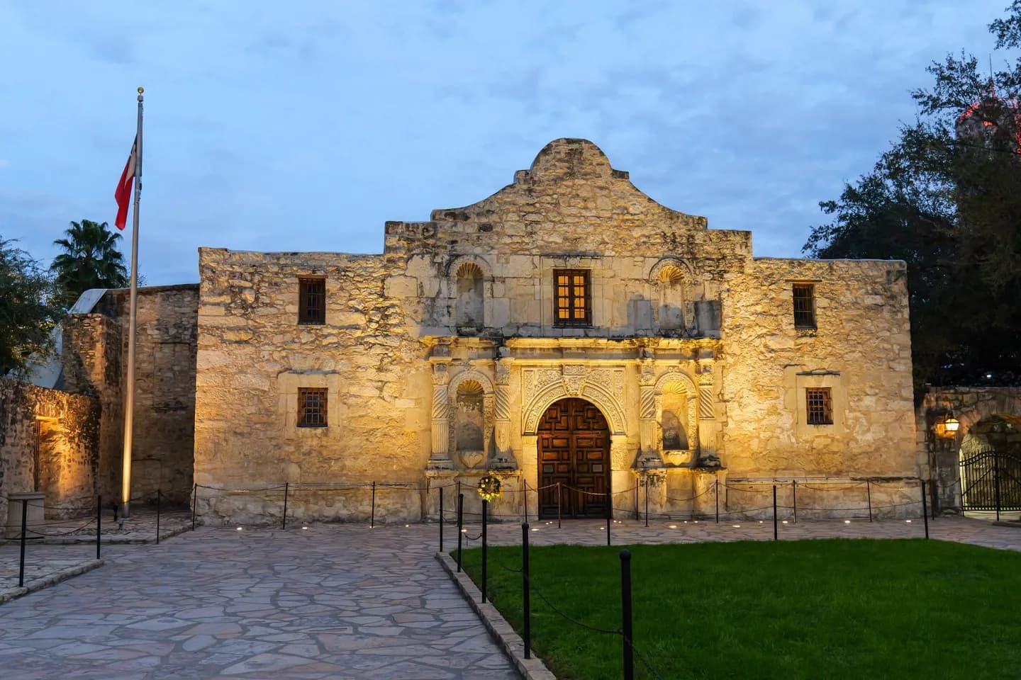 The Alamo at dusk in San Antonio