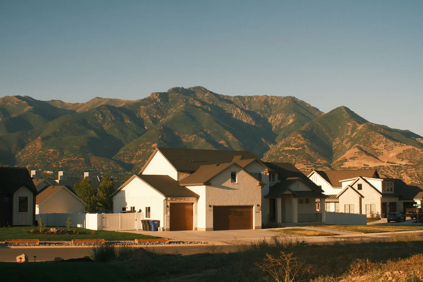 Suburban homes below the Wasatch mountains in Utah