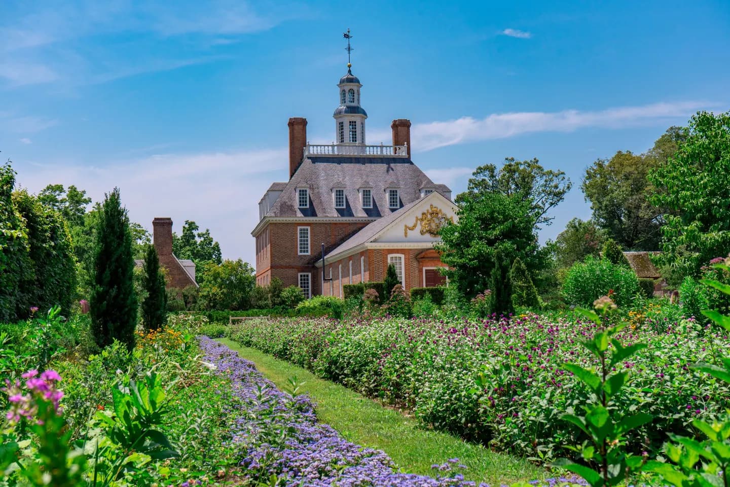 The Governor's Palace and its gardens in Williamsburg, Virginia